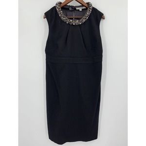 Boden Dress Womens 12 R Black Wool Jewel Neckline Cap Sleeve Lined Cocktail
